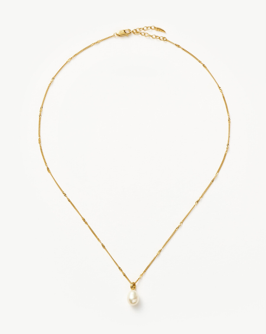 collar de cadena trenzada con perlas barrocas - oro
