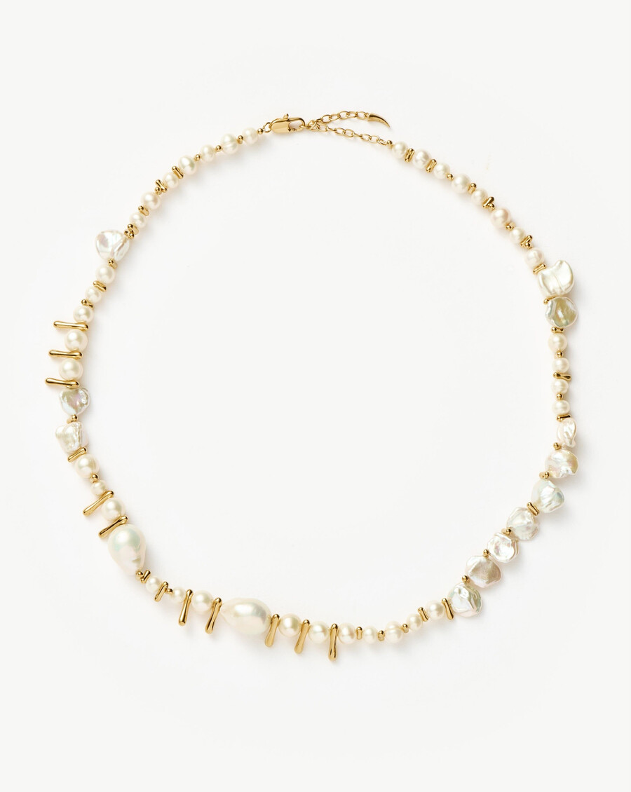 collar de perlas mixtas con cuentas llamativas - dorado
