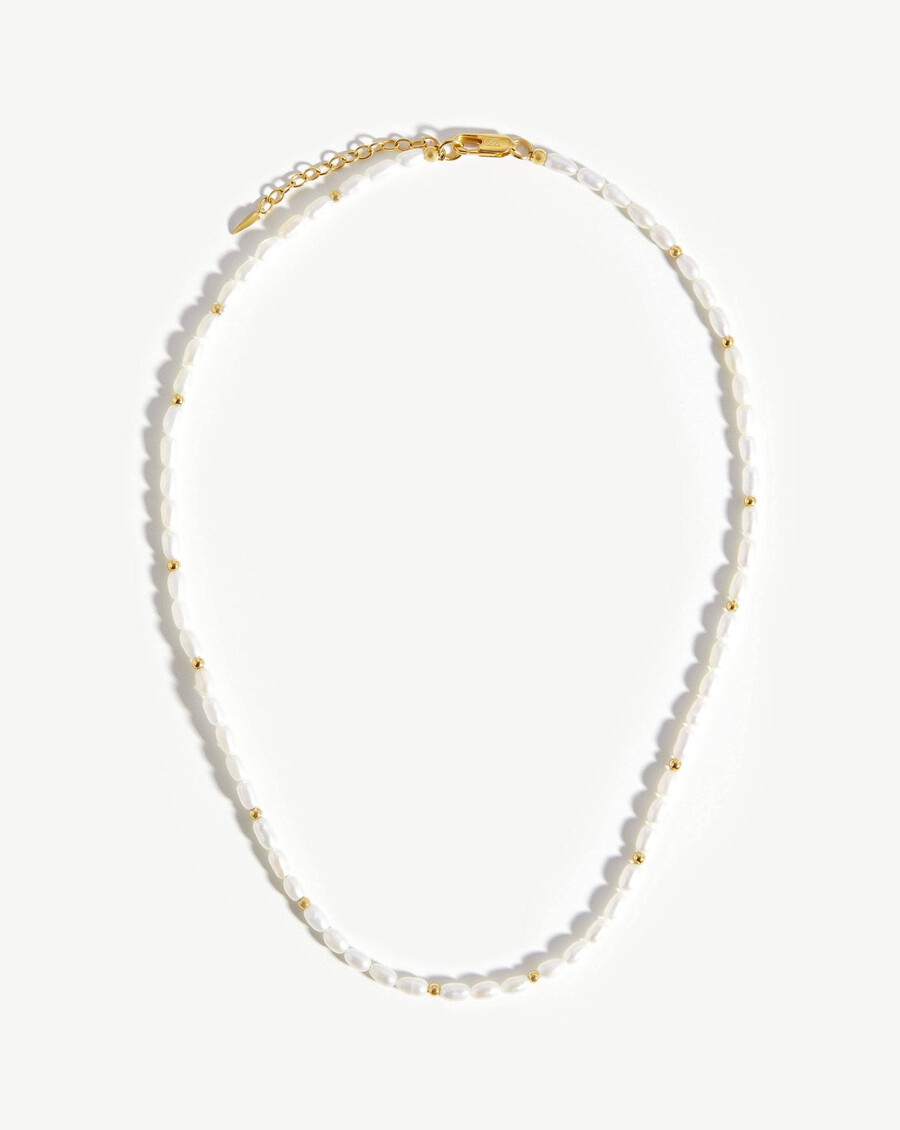 collar corto de perlas de semillas - chapado en oro de 18 kperla