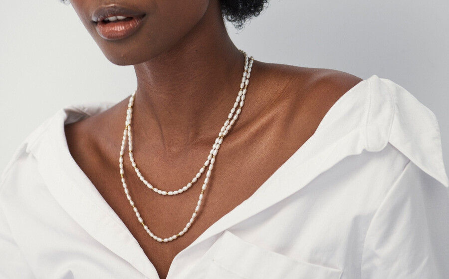 collar corto de perlas de semillas - chapado en oro de 18 kperla
