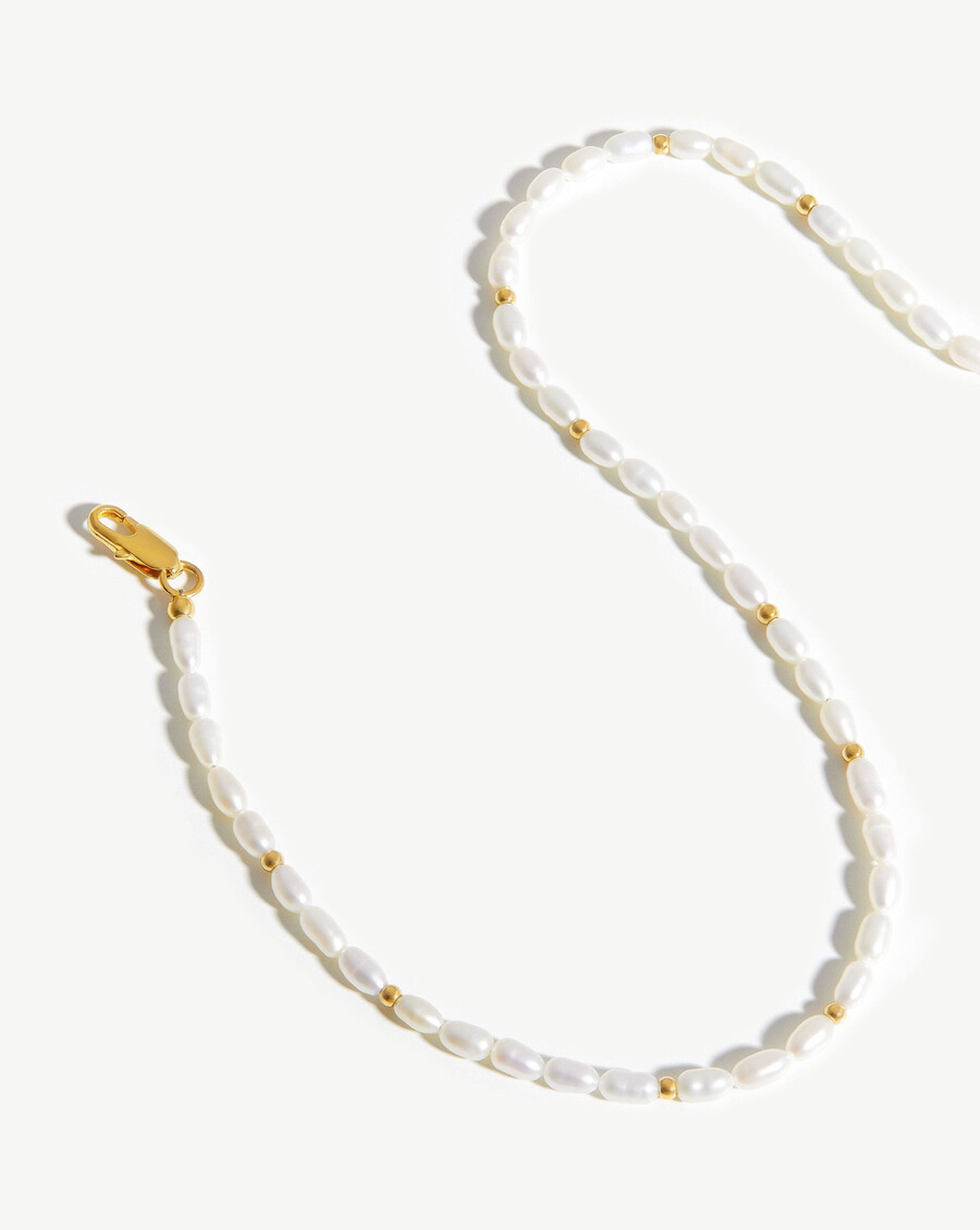 collar corto de perlas de semillas - chapado en oro de 18 kperla