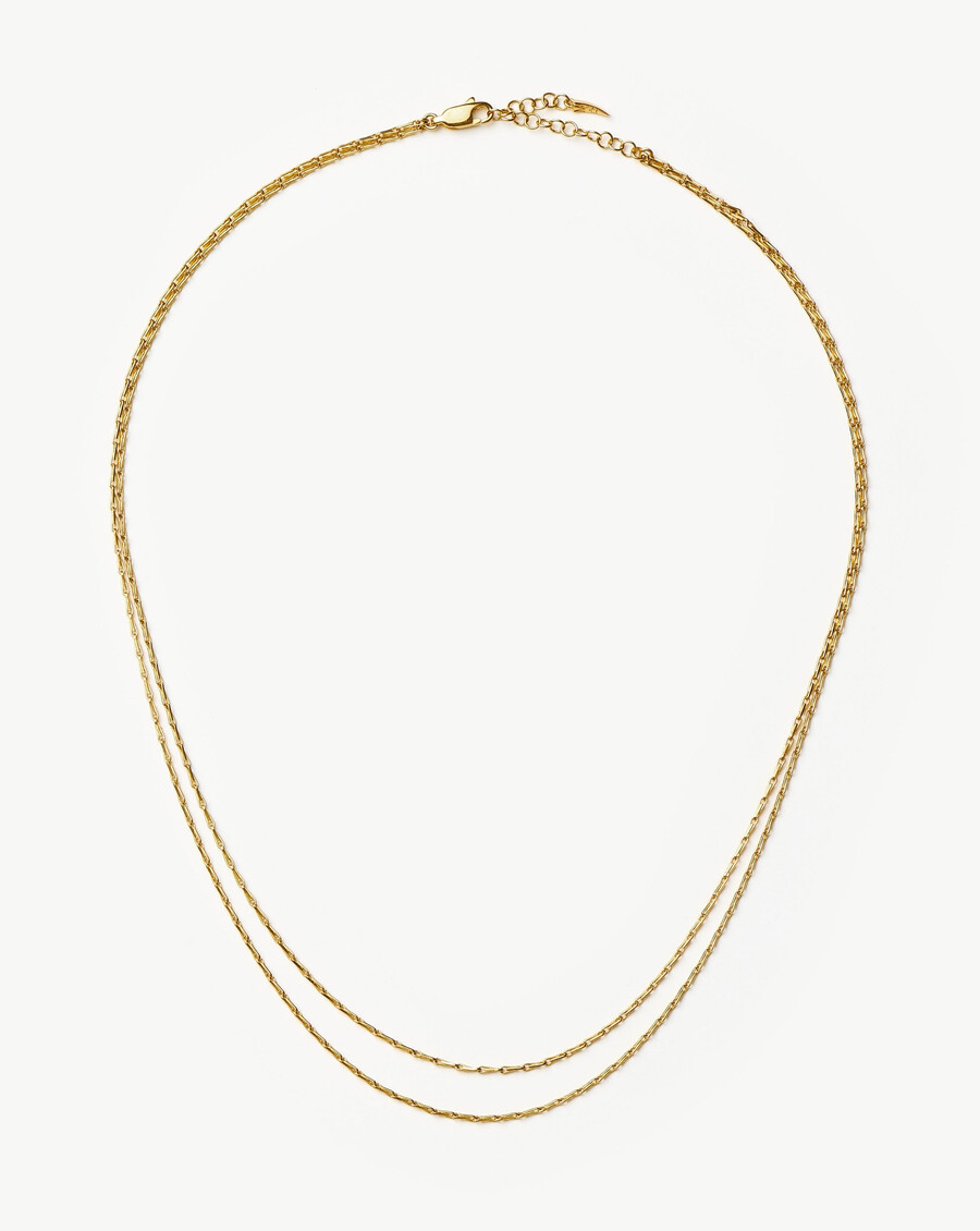 collar de cadena doble trenzada savi - oro