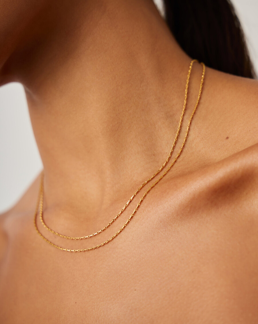 collar de cadena doble trenzada savi - oro
