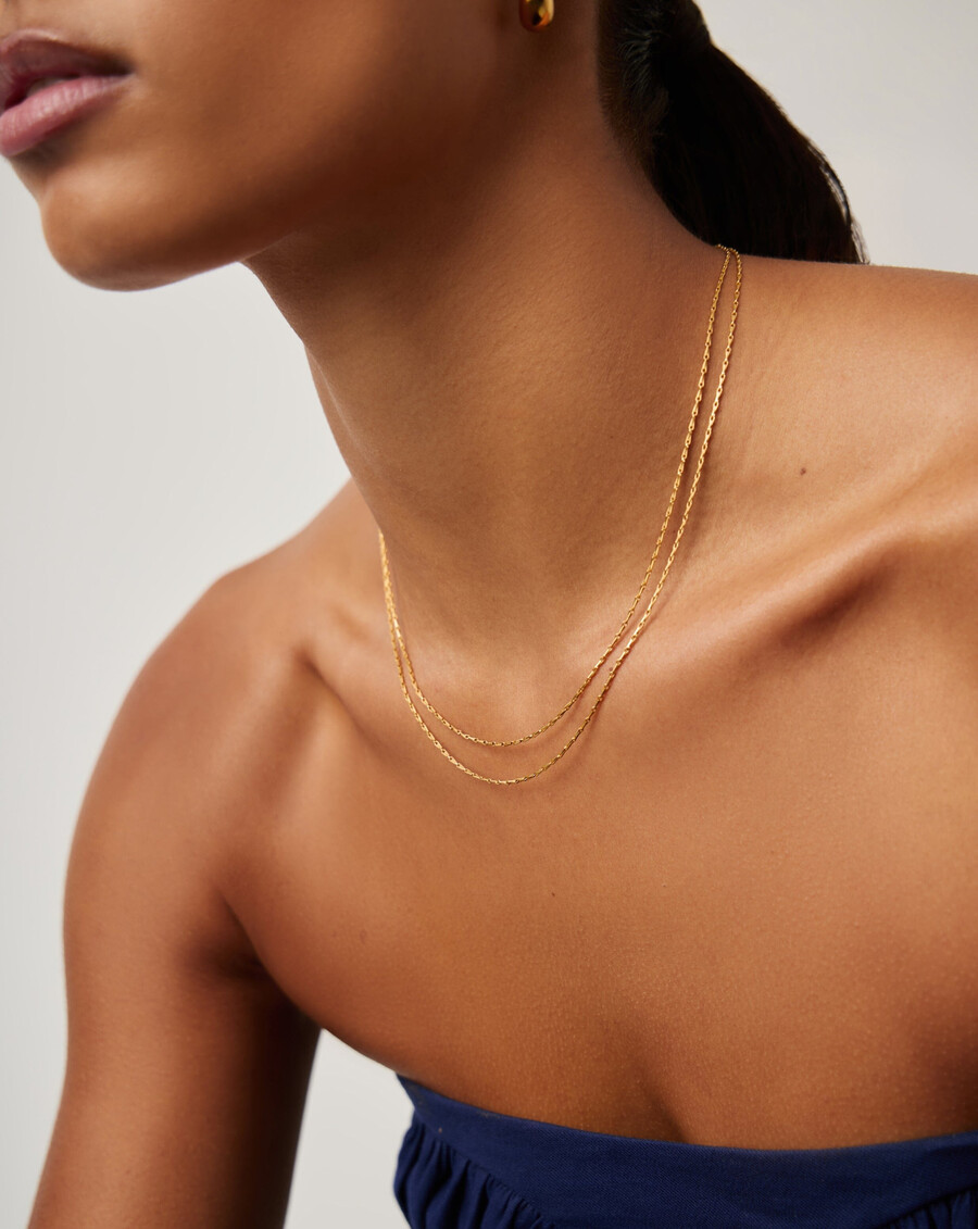 collar de cadena doble trenzada savi - oro