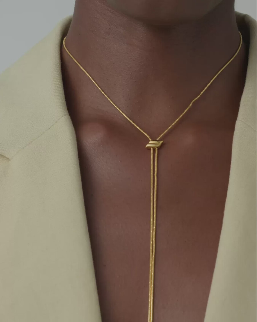 collar de cadena savi slider lariat - dorado