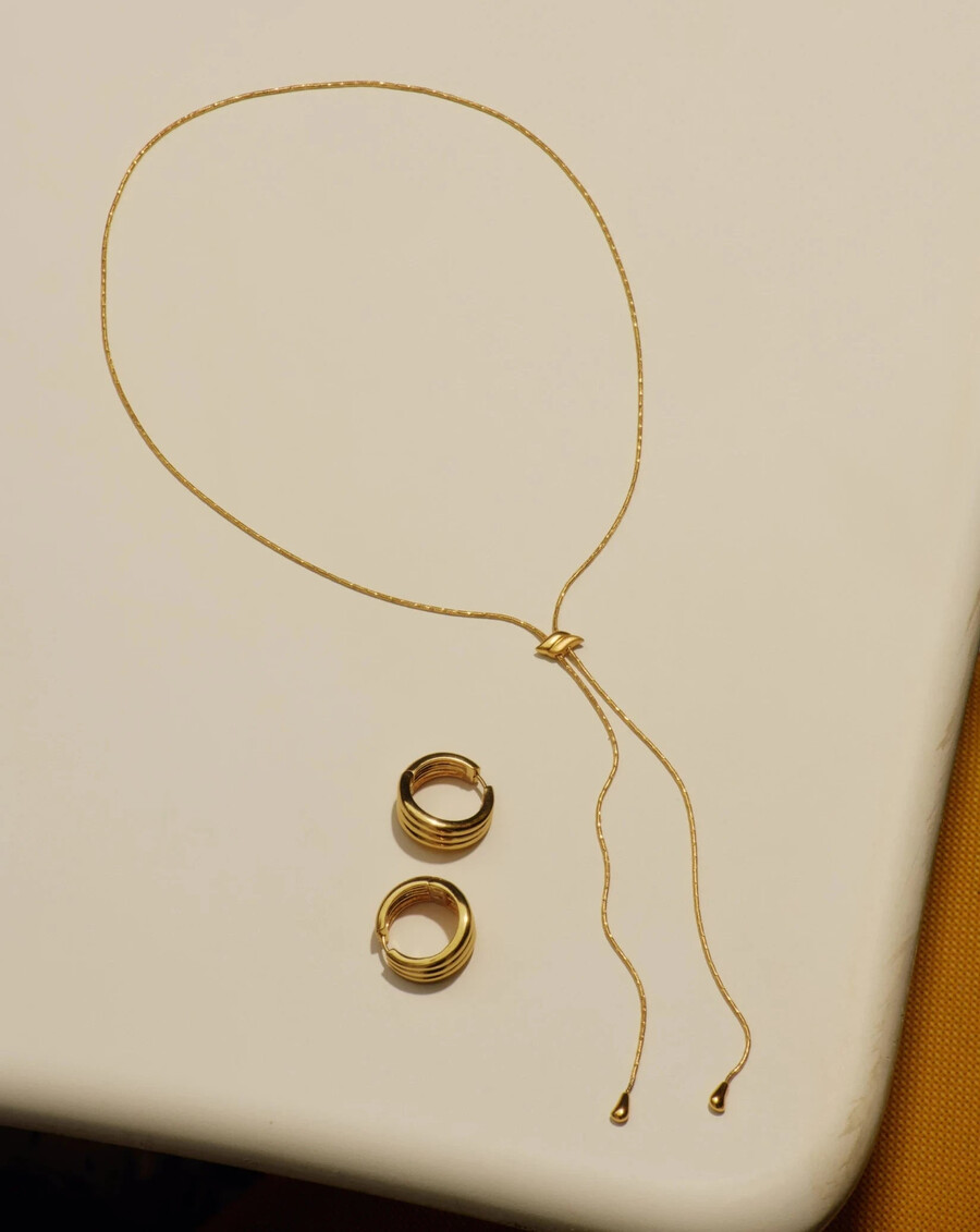 collar de cadena savi slider lariat - dorado