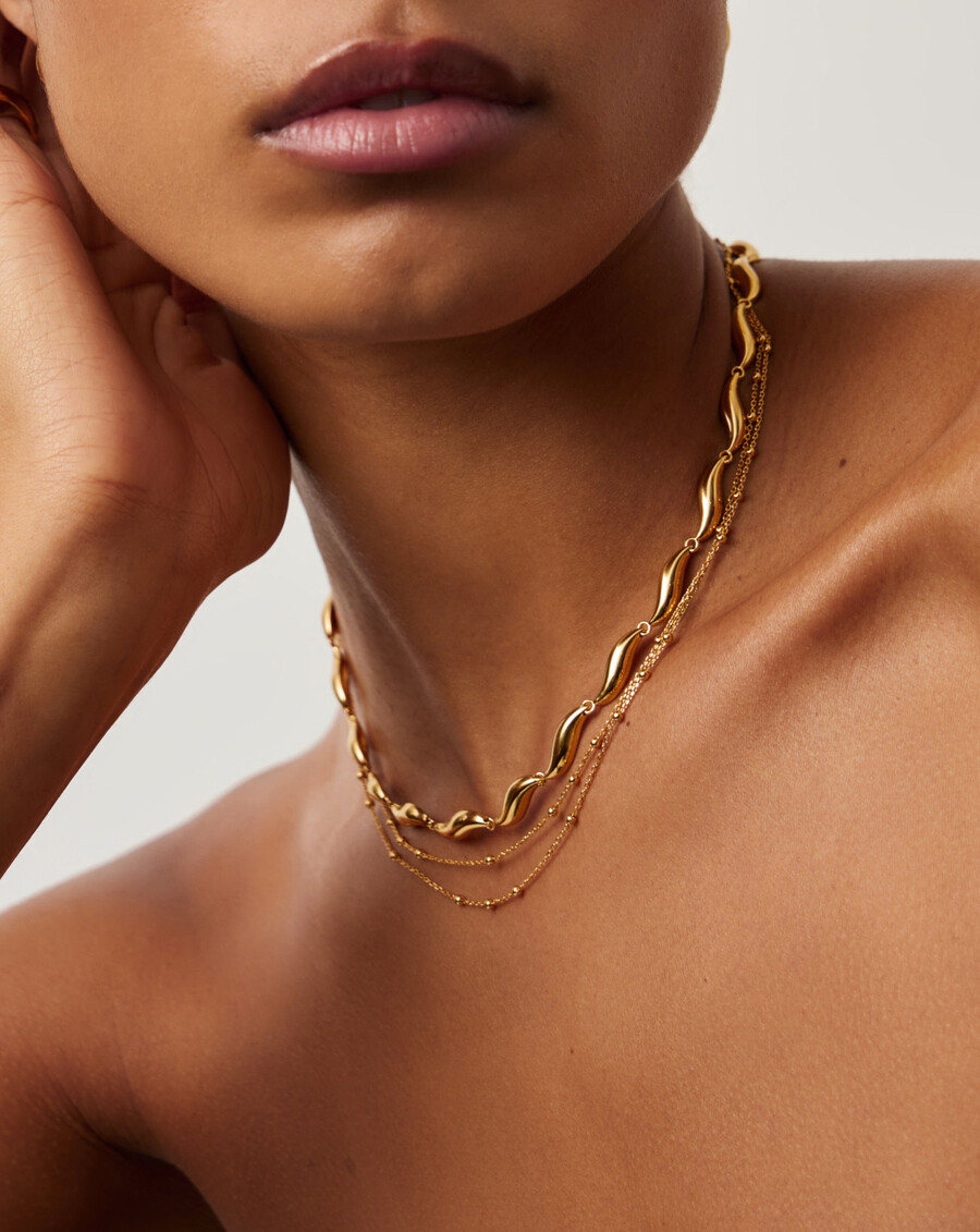 collar de cadena de eslabones con la firma savi - dorado
