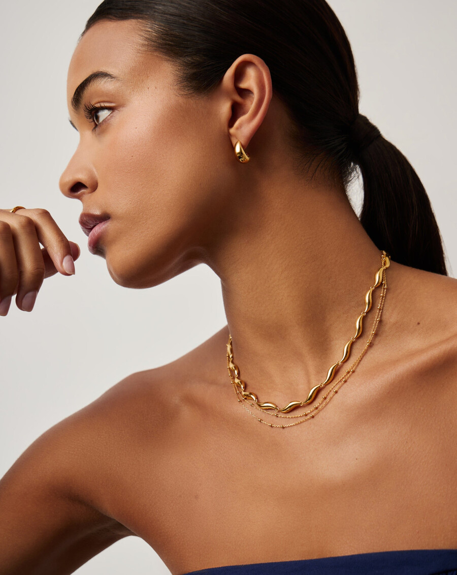collar de cadena de eslabones con la firma savi - dorado