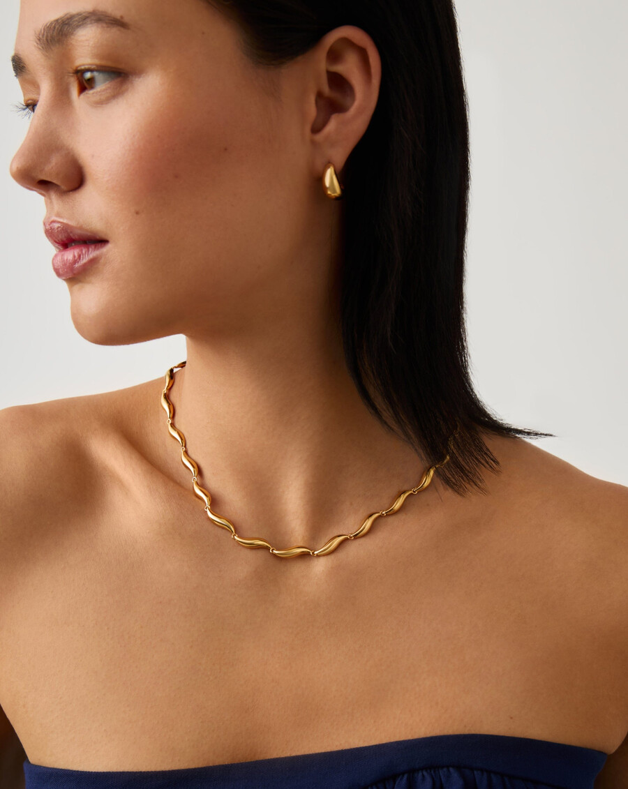 collar de cadena de eslabones con la firma savi - dorado