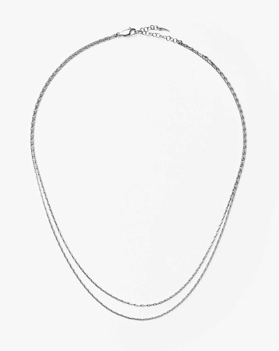 collar de cadena doble trenzada savi - plata