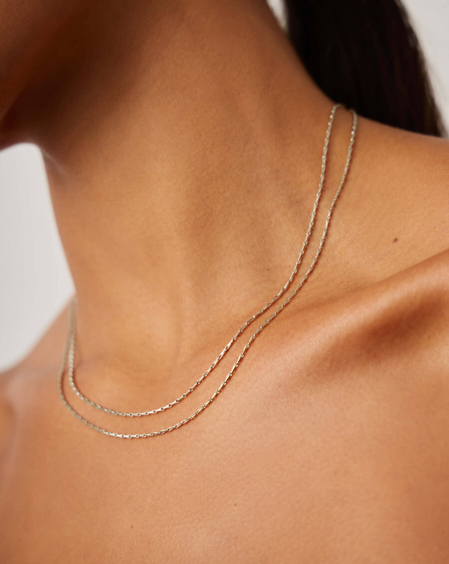 collar de cadena doble trenzada savi - plata