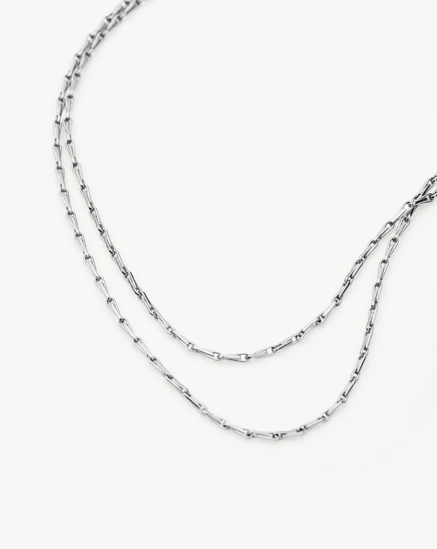 collar de cadena doble trenzada savi - plata