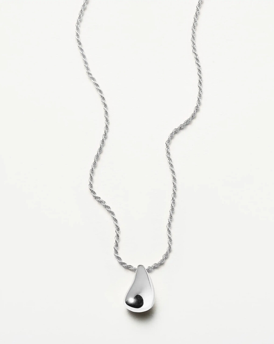 collar con colgante de gota escultural savi - plata de ley