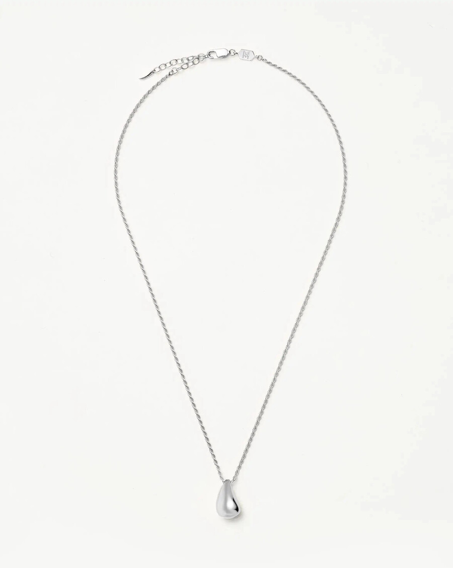 collar con colgante de gota escultural savi - plata de ley