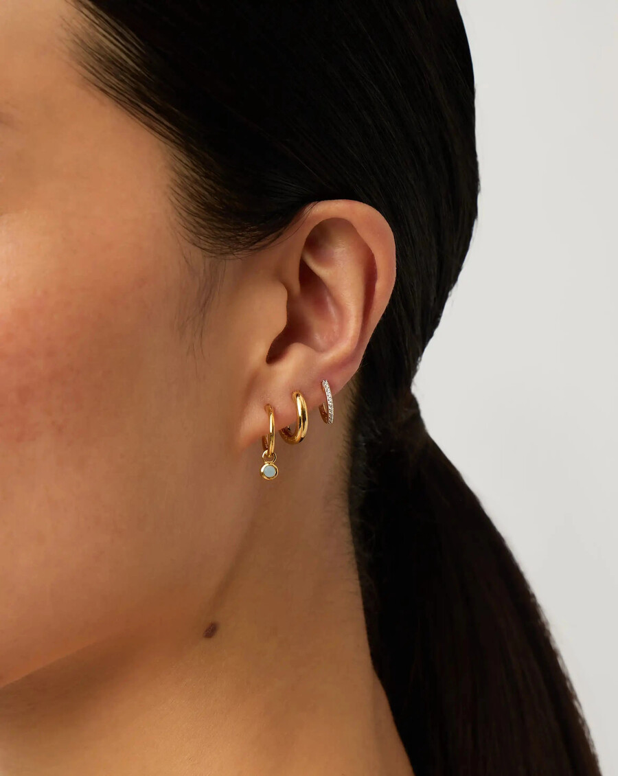 conjunto de collar y pendientes con dijes de piedra natal de marzo - oro