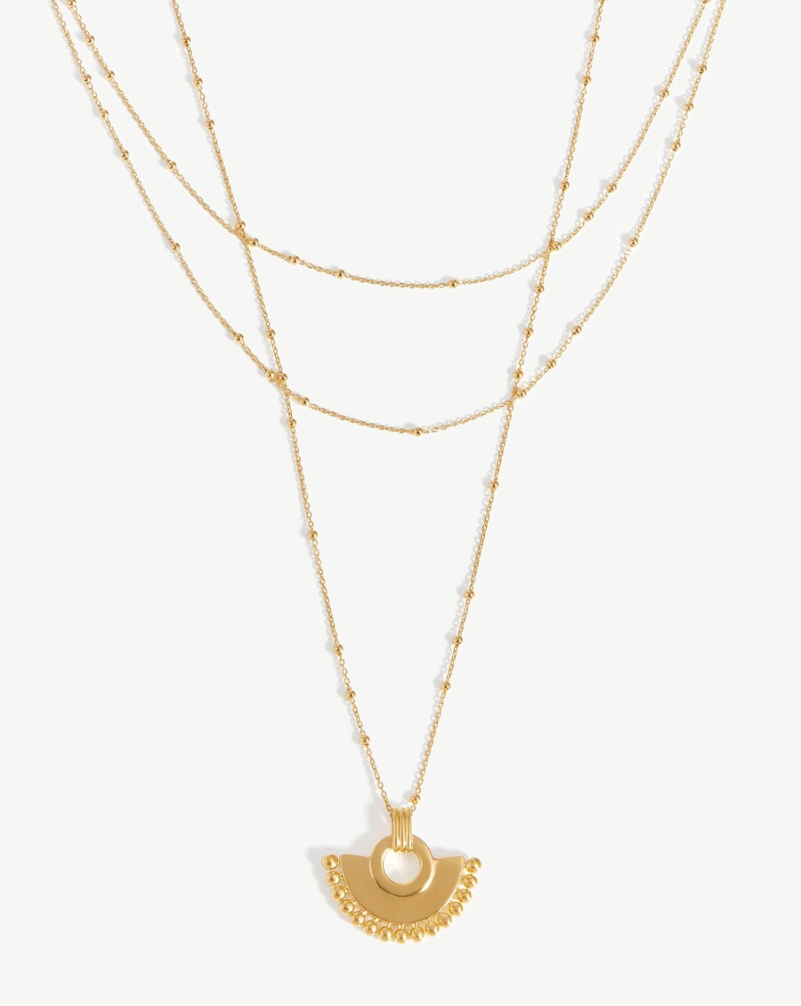 conjunto de collar con cadena de abanico zenyu - oro vermeil de 18 quilates