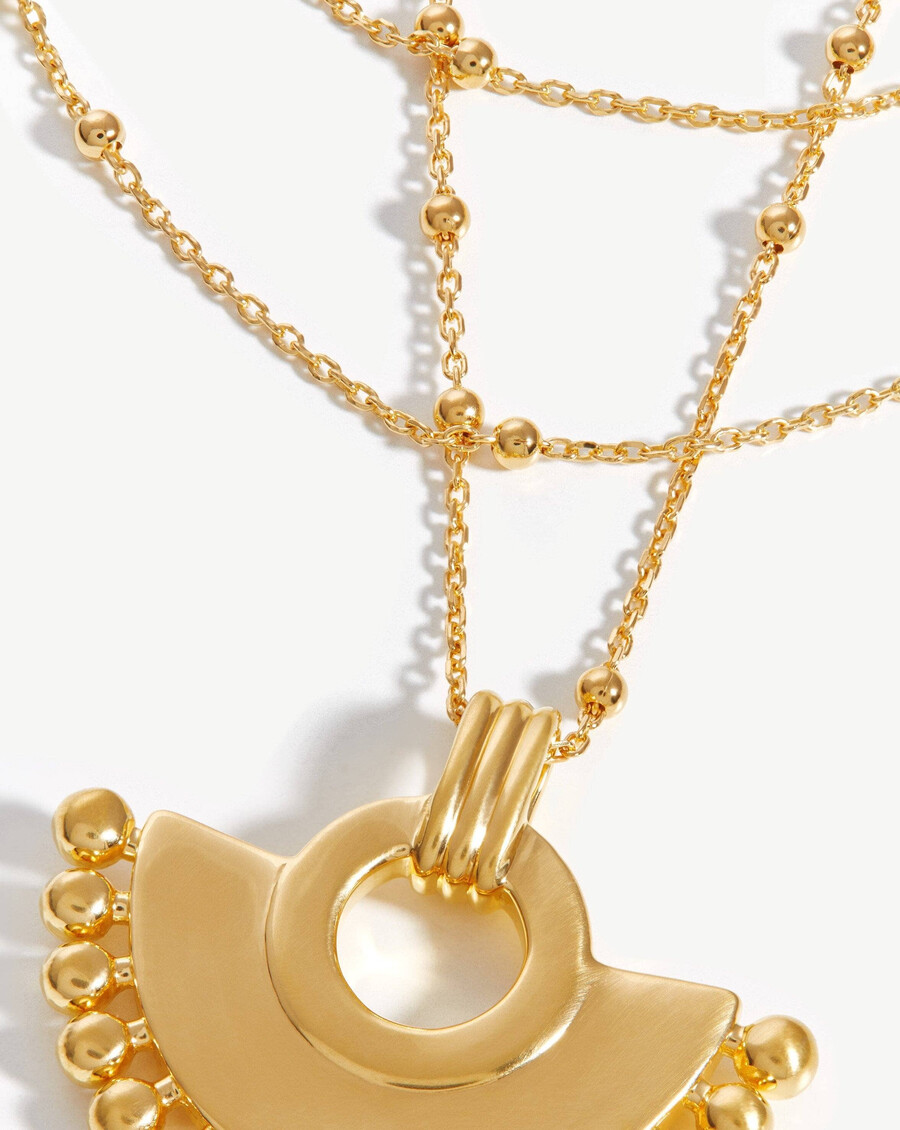 conjunto de collar con cadena de abanico zenyu - oro vermeil de 18 quilates