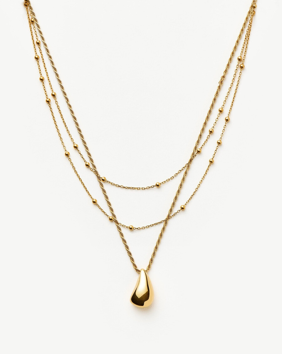 conjunto de colgante de gota savi y collar doble de oro