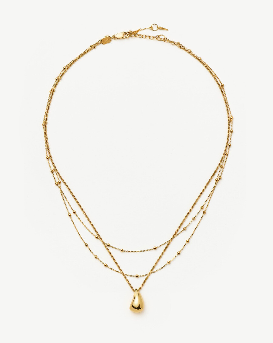 conjunto de colgante de gota savi y collar doble de oro