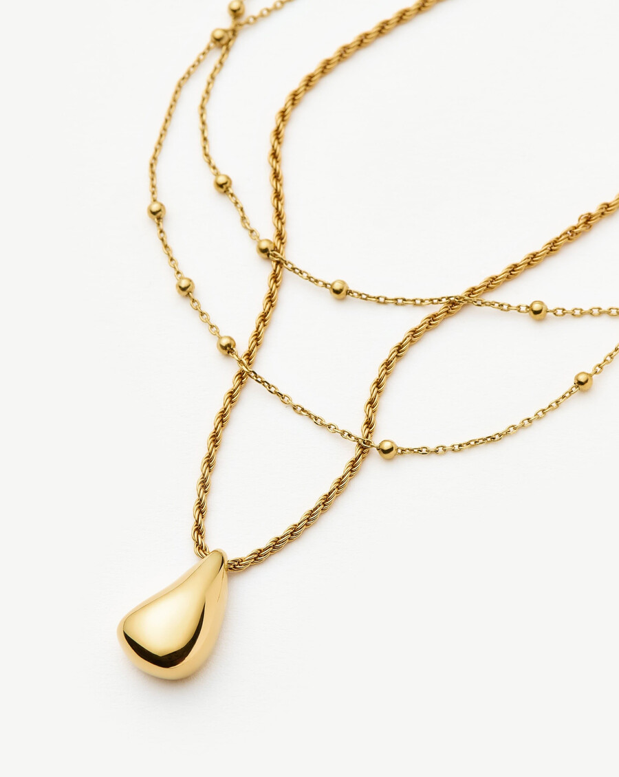 conjunto de colgante de gota savi y collar doble de oro