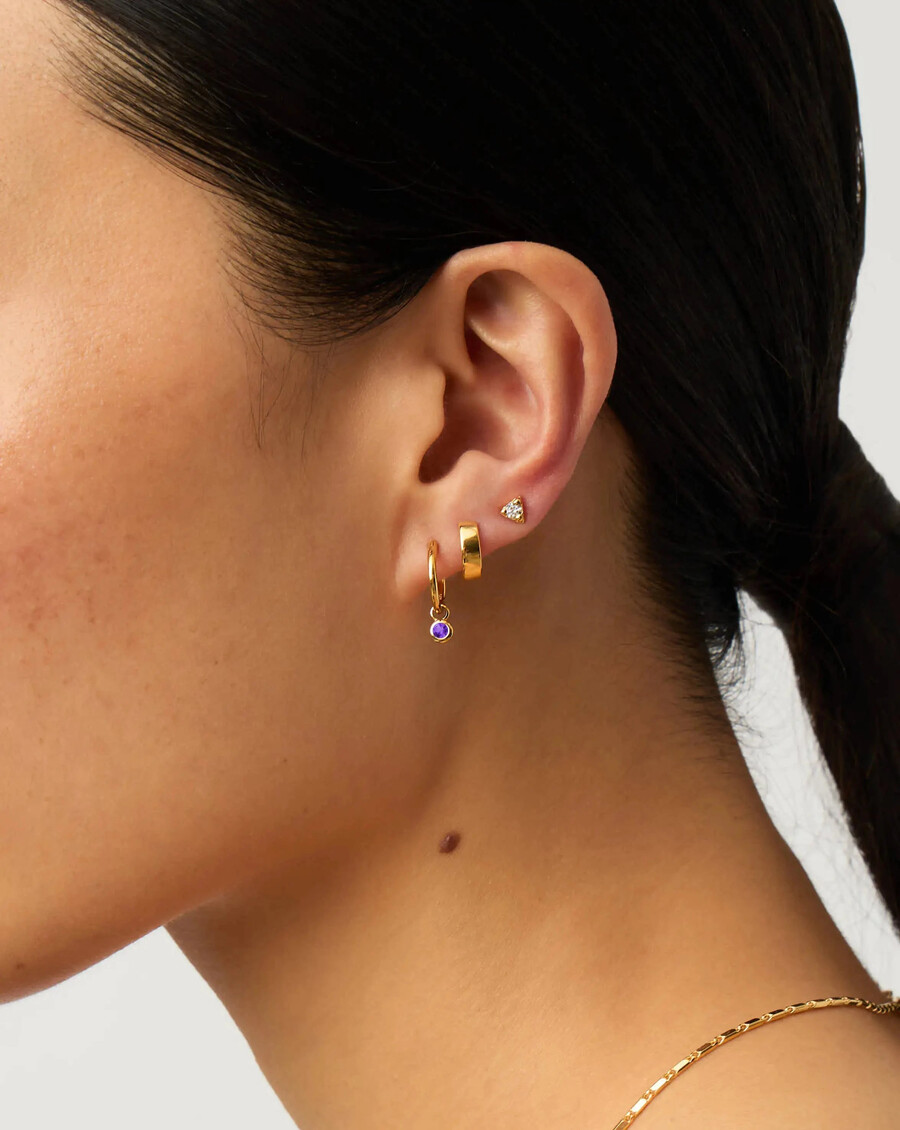 conjunto de collar y pendientes con dijes de piedra natal de febrero - plata