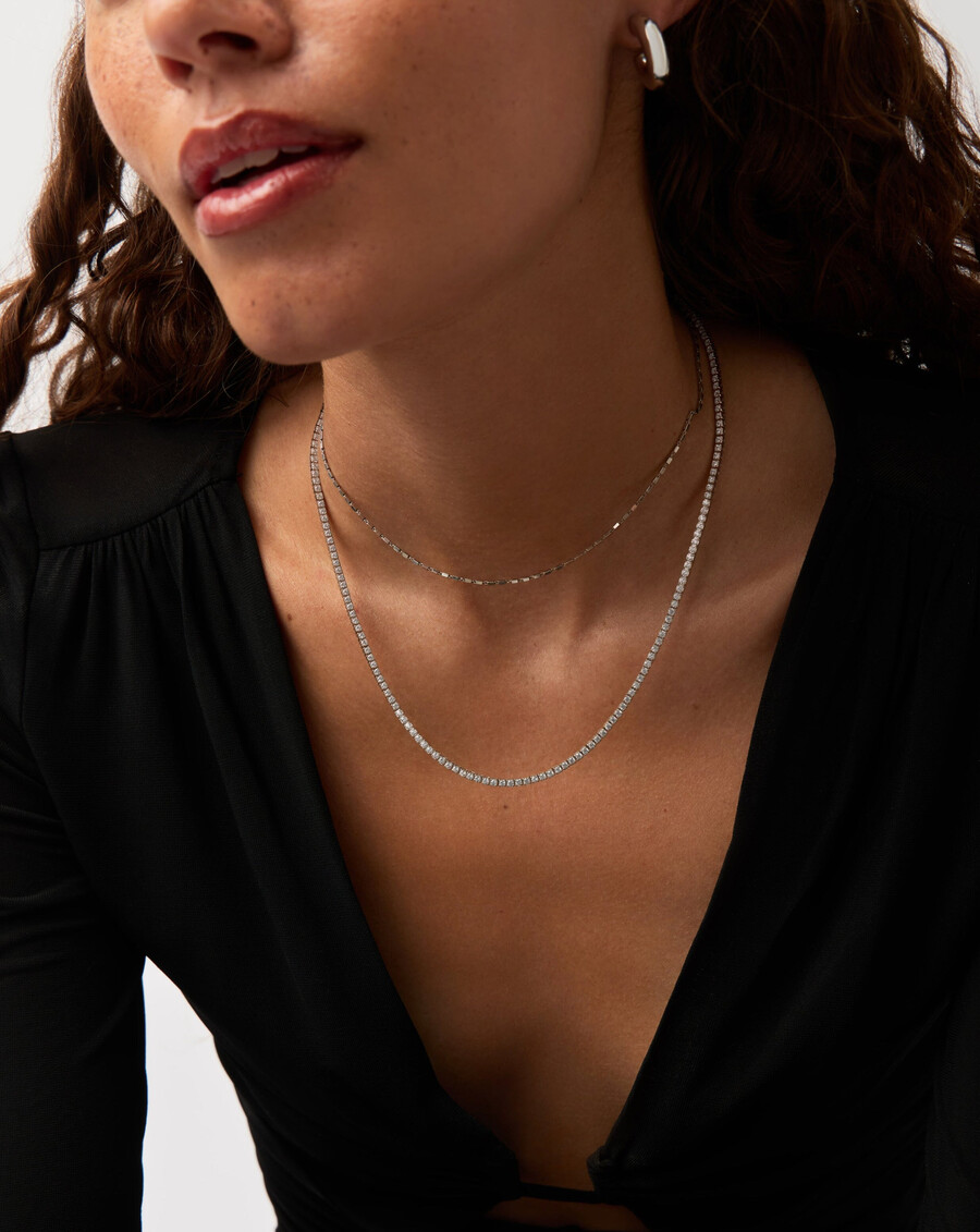 collar de tenis clásico - plata de ley