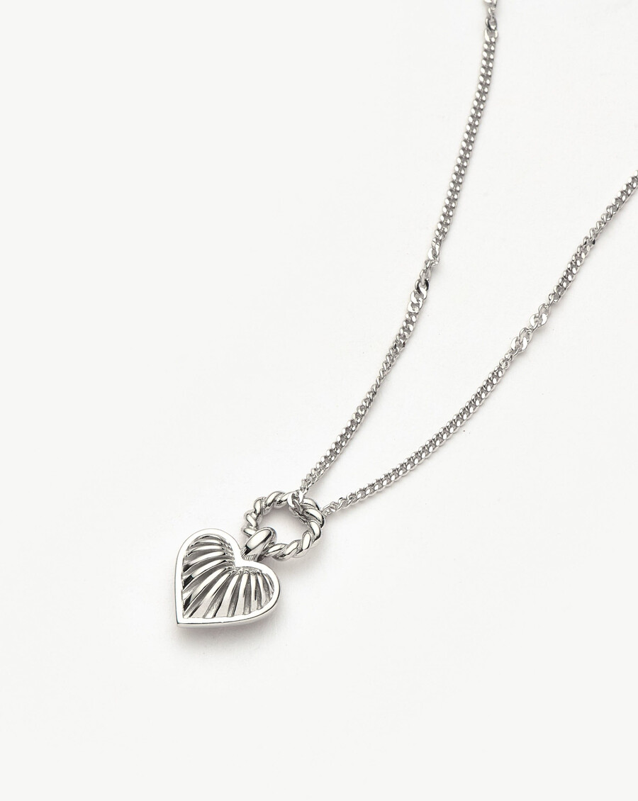 collar con colgante de corazón mini ridge - plata de ley