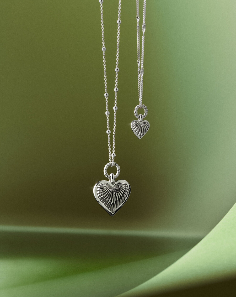 collar con colgante de corazón mini ridge - plata de ley