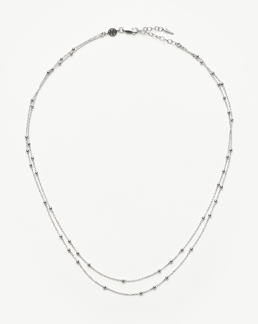 collar de plata de doble cadena