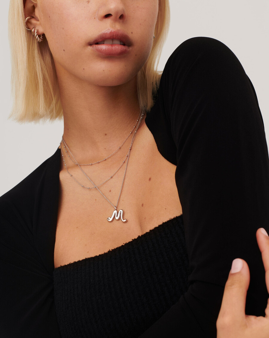 collar de plata de doble cadena