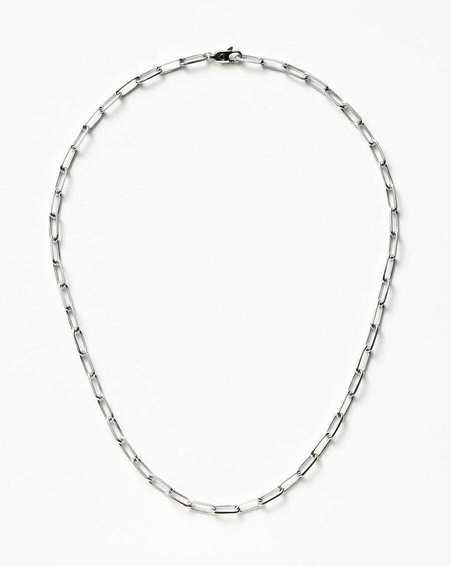 collar clásico de cadena de plata con clip corto