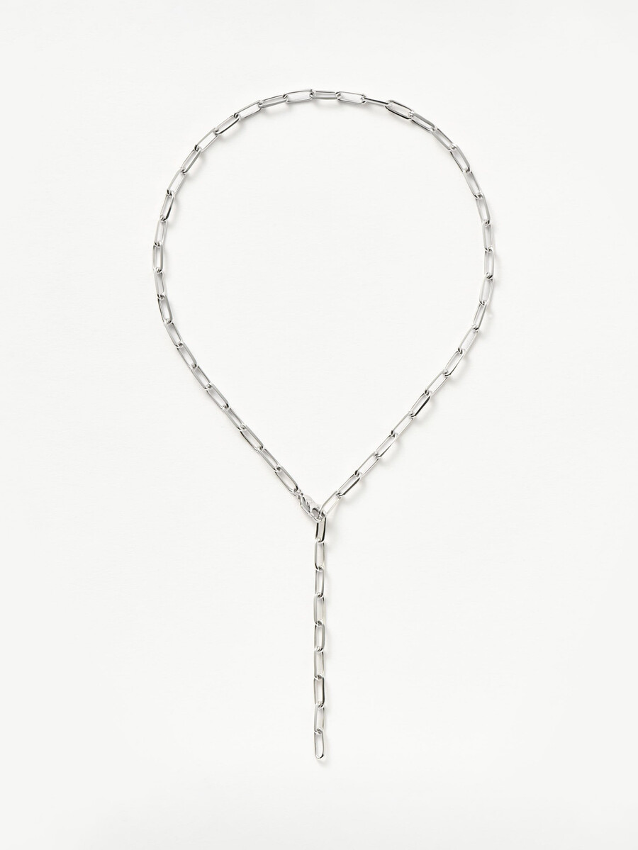 collar clásico de cadena de plata con clip corto