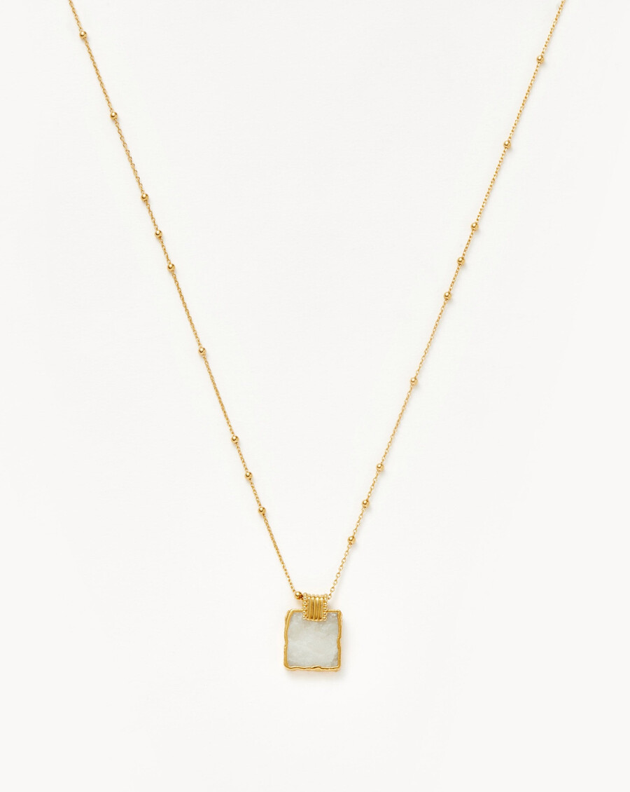 collar con dije lena - chapado en oro de 18 quilatespiedra lunar arcoíris