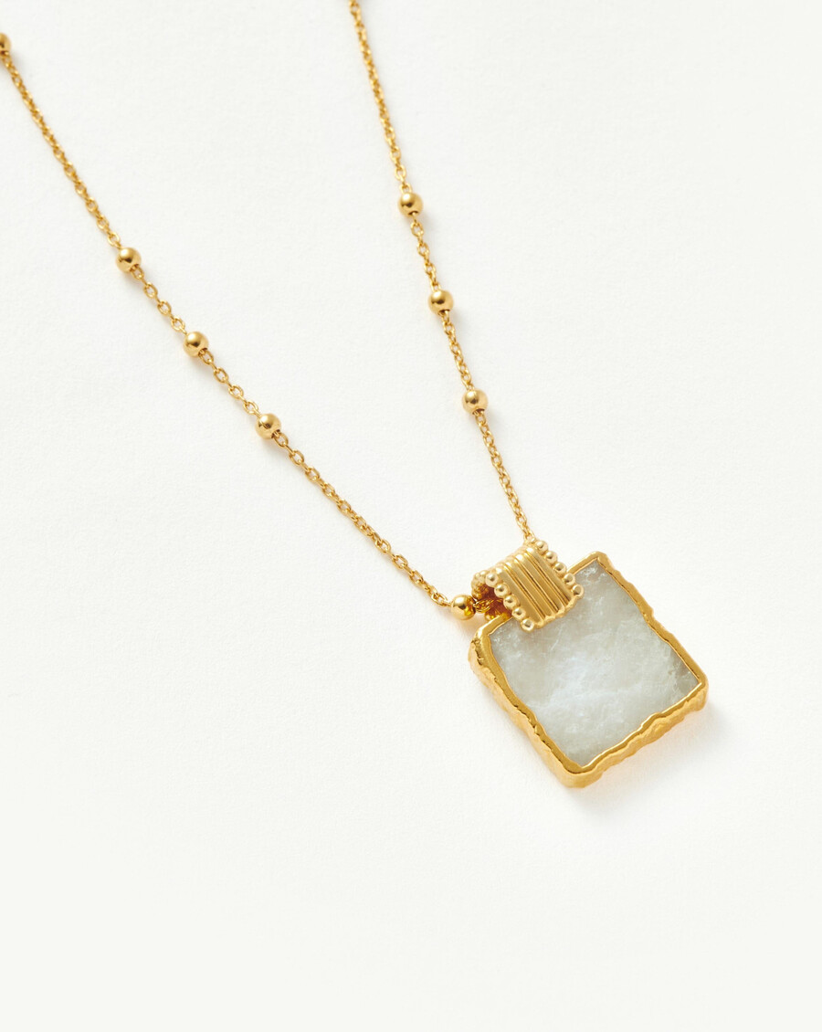 collar con dije lena - chapado en oro de 18 quilatespiedra lunar arcoíris