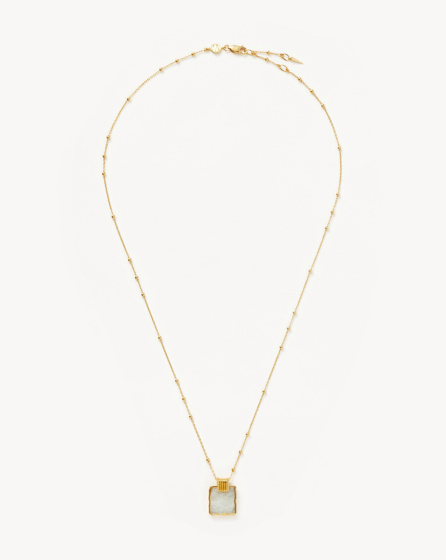 collar con dije lena - chapado en oro de 18 quilatespiedra lunar arcoíris