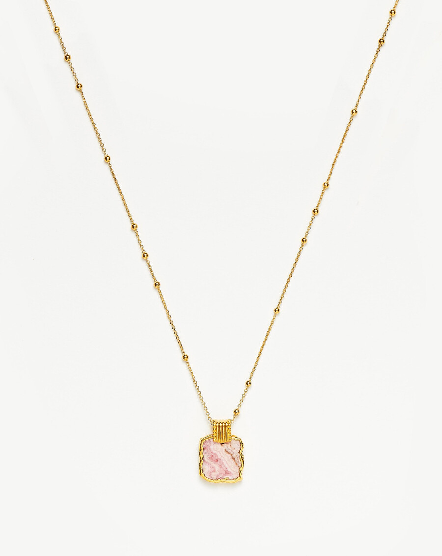 collar con dije de lena - baño de oro de 18 quilatesrodocrosita