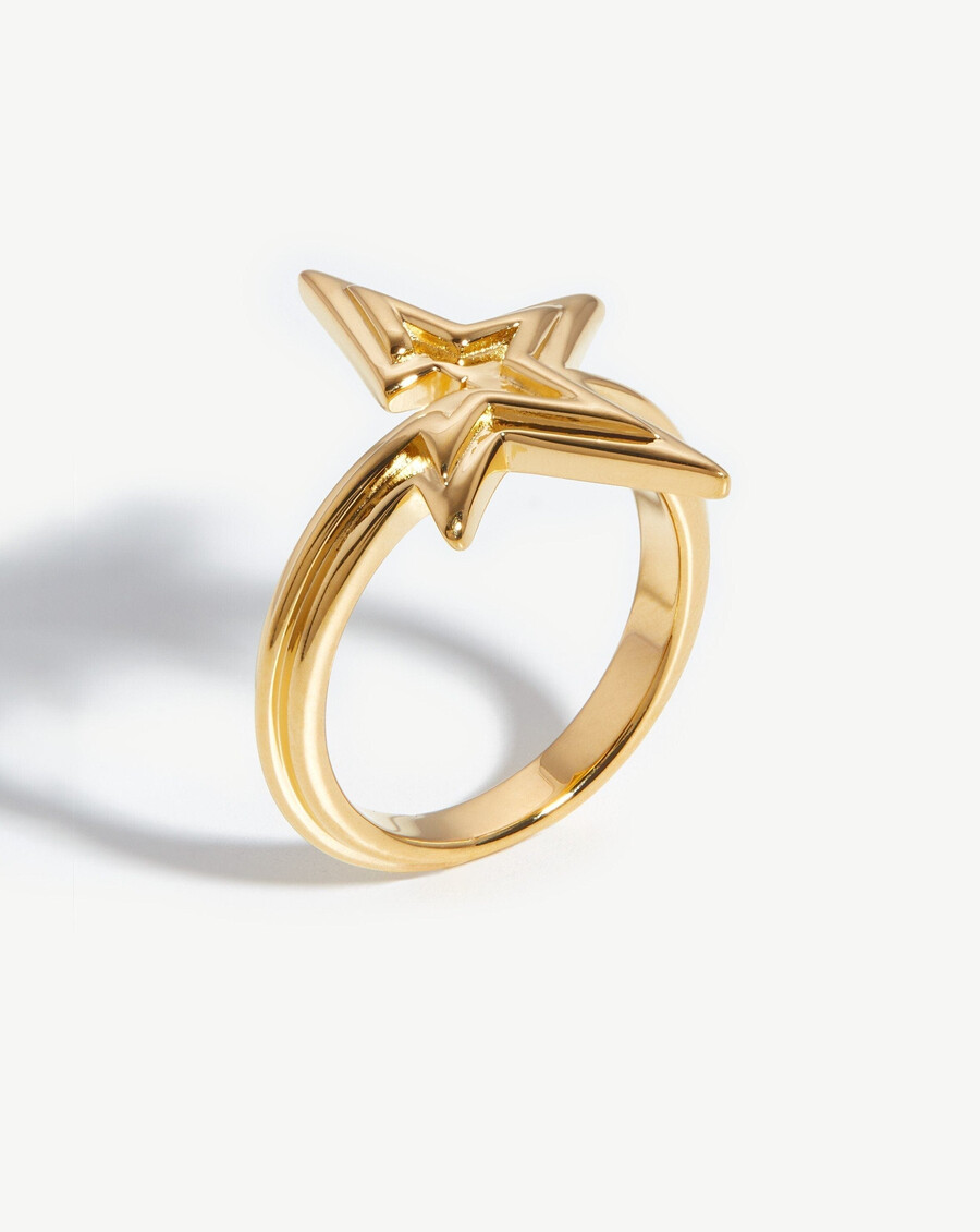 anillo celestial ridge star - oro vermeil de 18 k