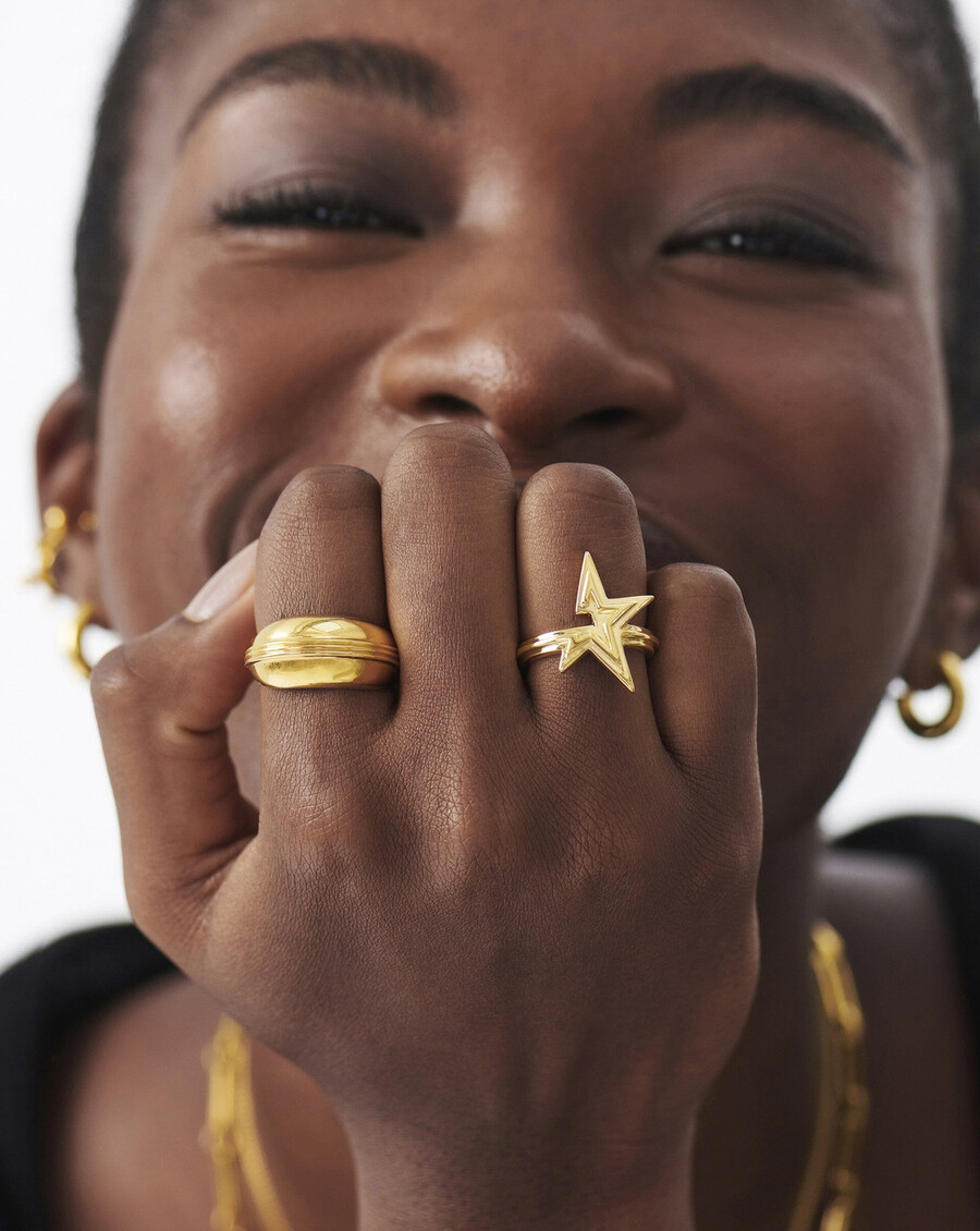 anillo celestial ridge star - oro vermeil de 18 k