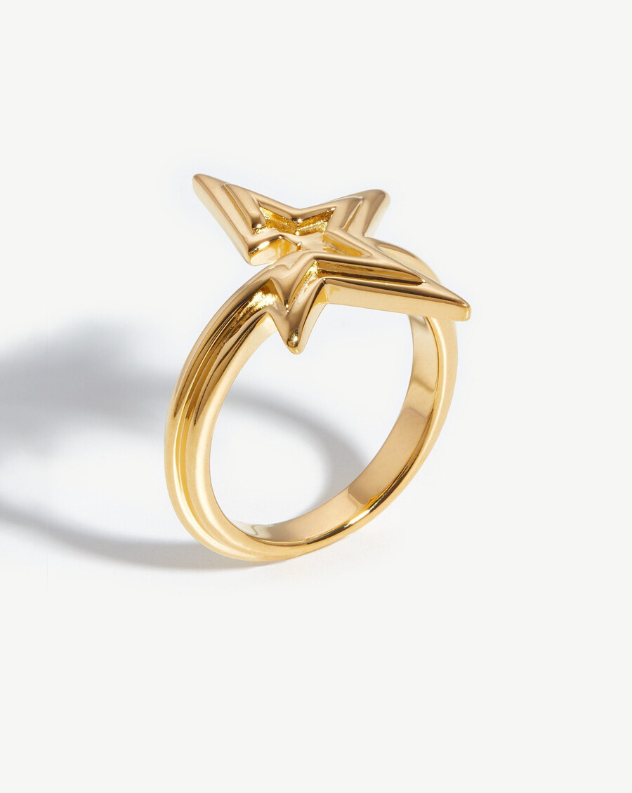 anillo celestial ridge star - oro vermeil de 18 k