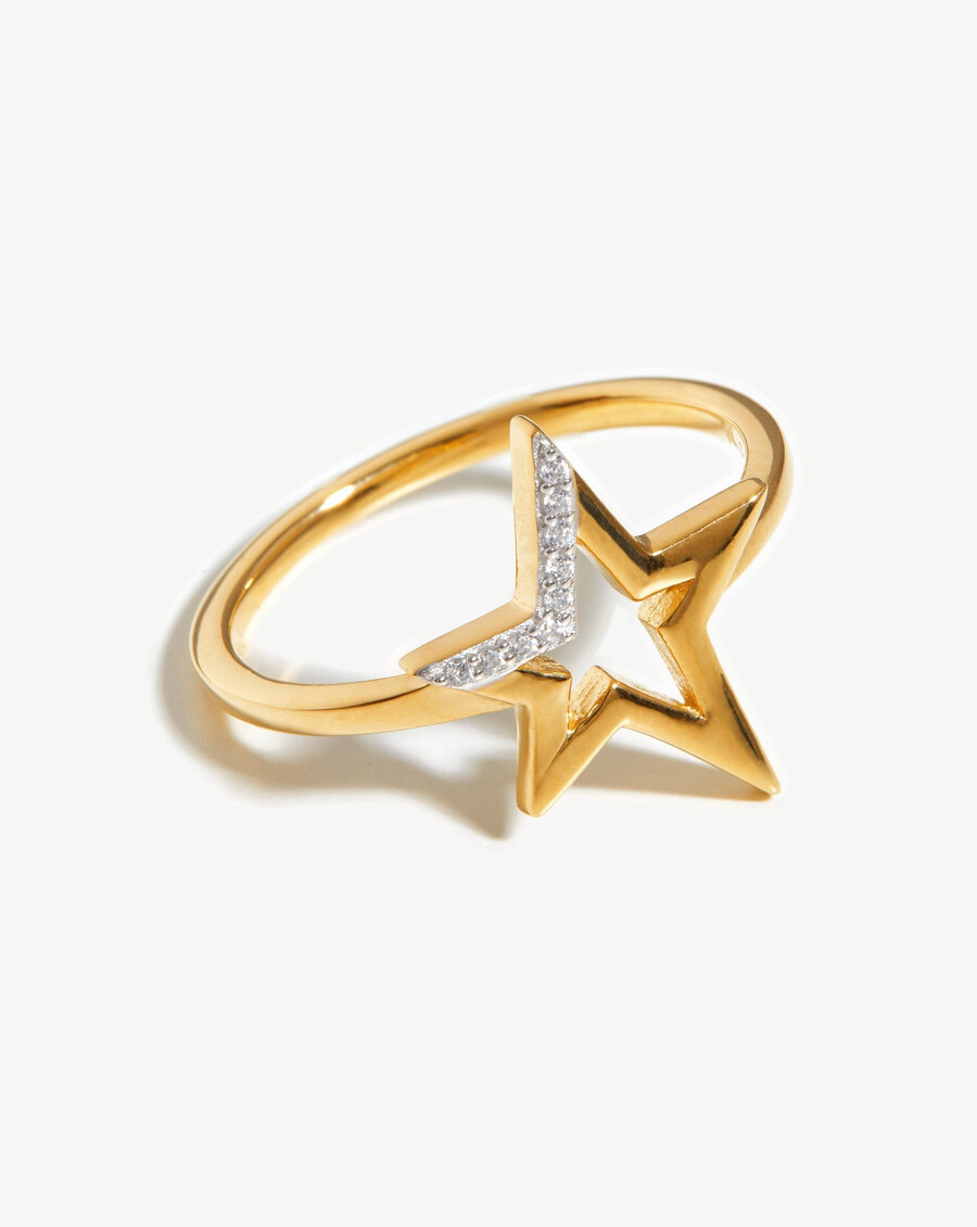 anillo de estrella con pavé celestial - oro vermeil de 18 kcirconita cúbica