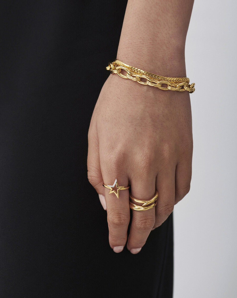 anillo de estrella con pavé celestial - oro vermeil de 18 kcirconita cúbica