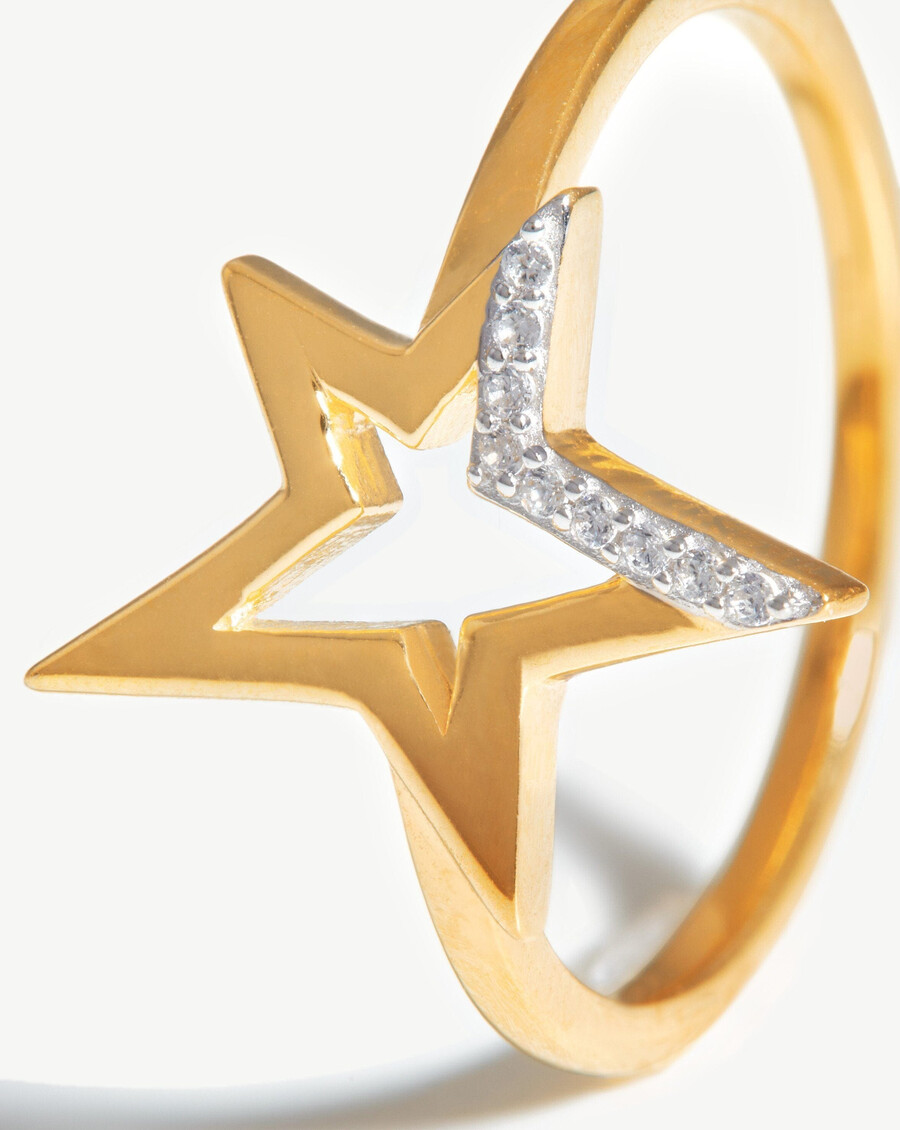anillo de estrella con pavé celestial - oro vermeil de 18 kcirconita cúbica
