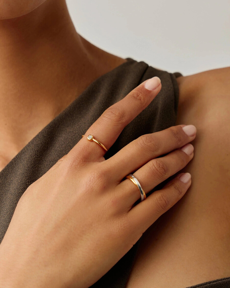 anillo interestelar - oro vermeil de 18 kcirconita cúbica