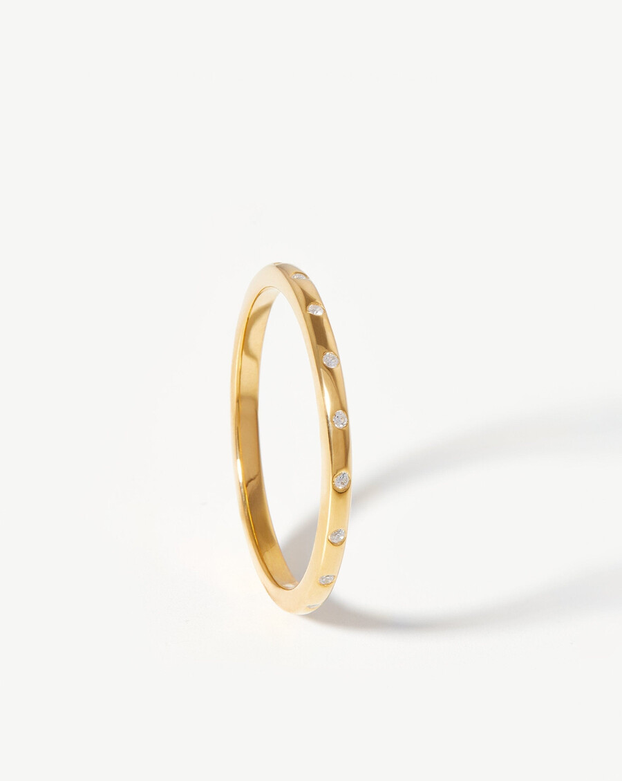 anillo con tachuelas solares - oro vermeil de 18 kcirconita cúbica