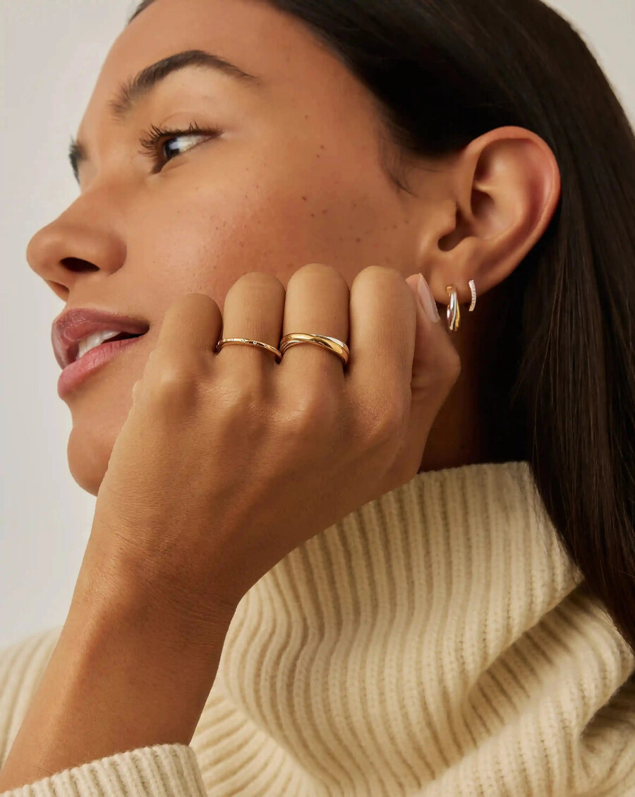 anillo con tachuelas solares - oro vermeil de 18 kcirconita cúbica