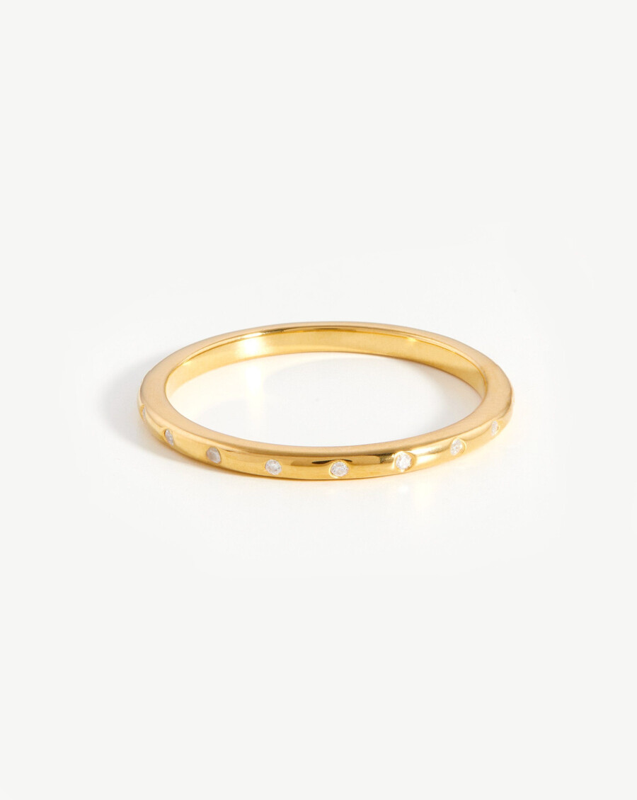 anillo con tachuelas solares - oro vermeil de 18 kcirconita cúbica