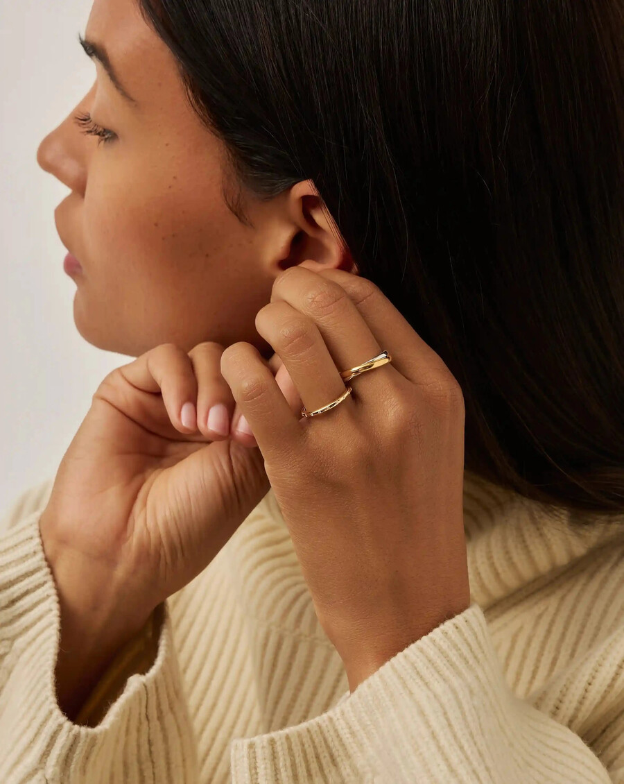 anillo con tachuelas solares - oro vermeil de 18 kcirconita cúbica