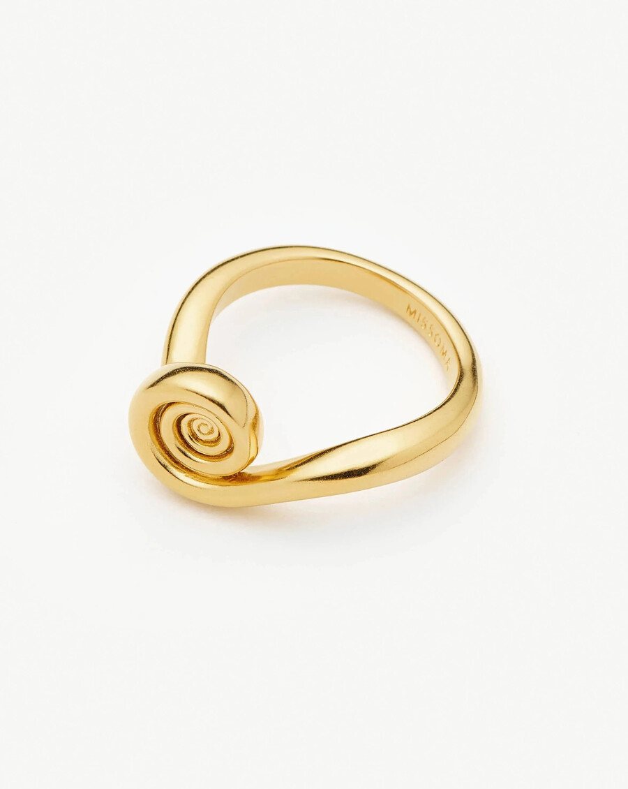 anillo apilable en espiral - oro