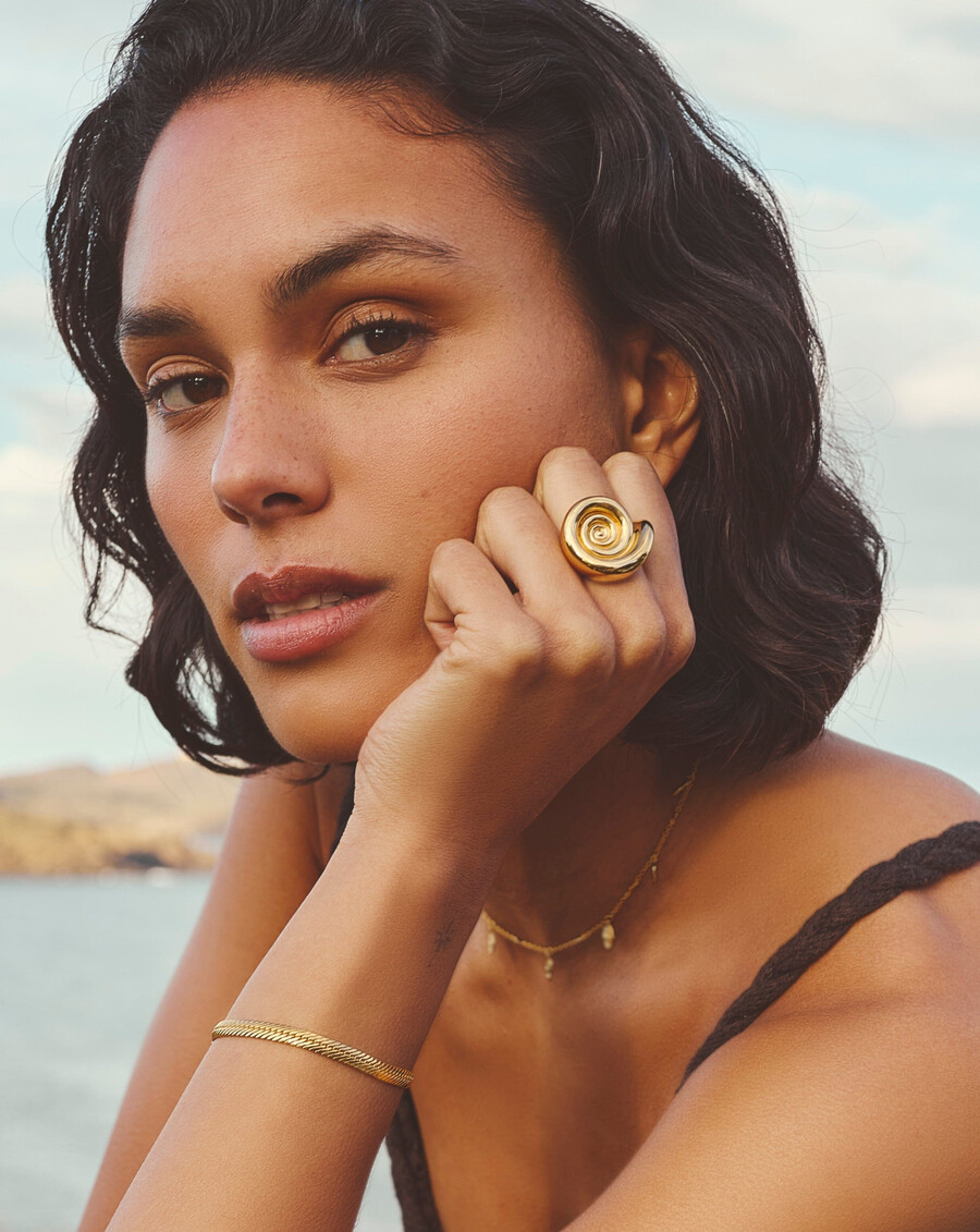 anillo con declaración en espiral - oro