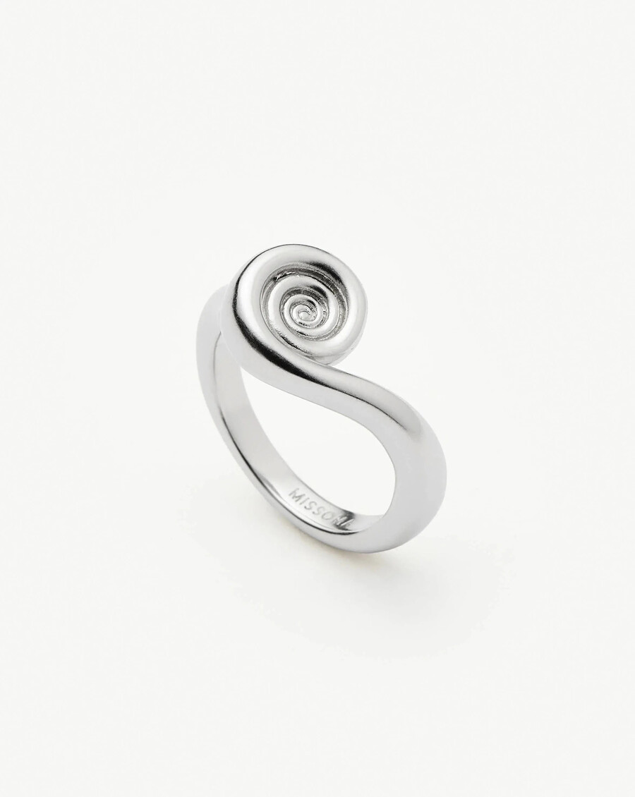 anillo apilable en espiral - plata